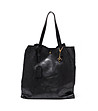 Кожена дамска чанта в черен цвят Leila-0 снимка