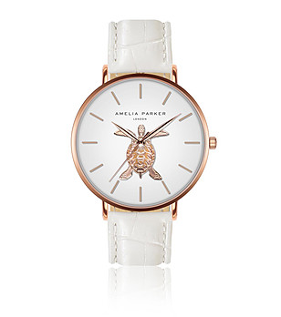 Дамски часовник в бяло и розовозлатисто Rikarda снимка