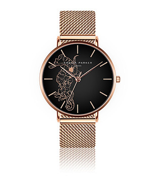 Розовозлатист часовник с черен циферблат Alenia снимка