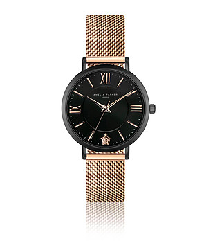 Дамски часовник в черно и розовозлатисто Emera снимка
