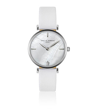 Дамски часовник в бяло и сребристо Harriet снимка