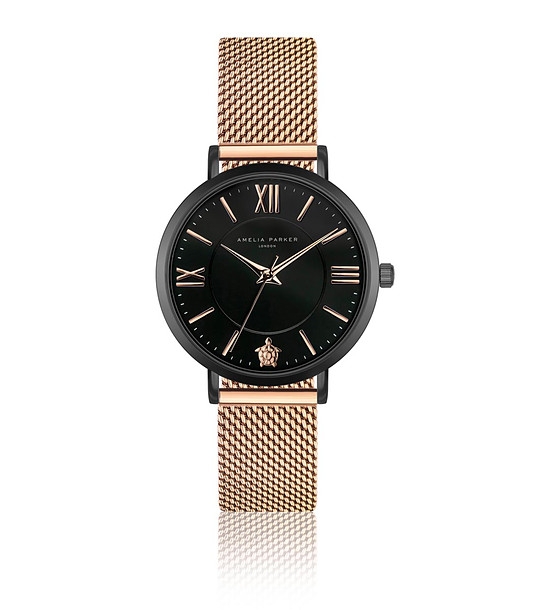 Дамски часовник в черно и розовозлатисто Emera снимка