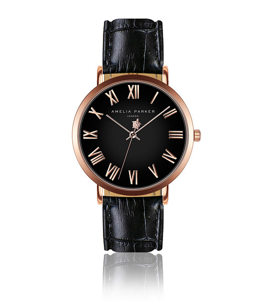 Дамски часовник в черно и розовозлатисто Lorain снимка