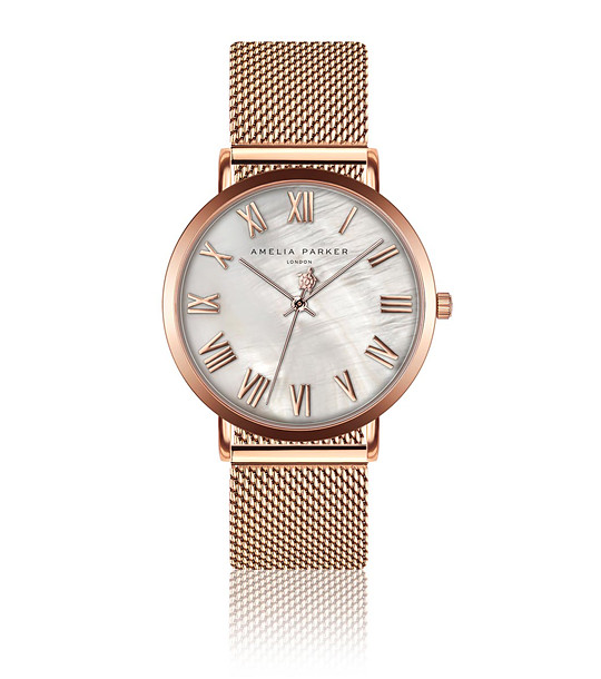 Розовозлатист дамски часовник със седефен циферблат Jemima снимка