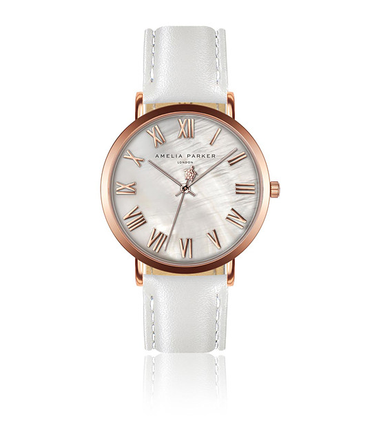 Дамски часовник в бяло и розовозлатисто Lorain снимка