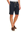 Тъмносин мъжки къс панталон с лен Woff-2 снимка