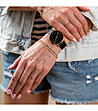 Дамски часовник в черно и розовозлатисто с кожена каишка Zaka-1 снимка