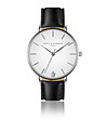 Сребрист часовник с бял циферблат и черна каишка Rikarda-0 снимка