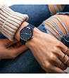 Дамски часовник в сребристо и синьо Aura-1 снимка