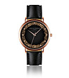 Дамски часовник в черно и розовозлатисто с кожена каишка Emelia-0 снимка
