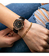 Дамски часовник в черно и розовозлатисто с кожена каишка Emelia-1 снимка
