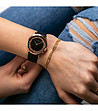 Часовник в черно и розовозлатисто с каишка от естествена кожа  Emelia-1 снимка