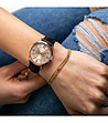 Розовозлатист дамски часовник с черна каишка Tara-1 снимка