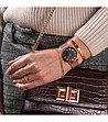 Розовозлатист дамски часовник с черен циферблат Lorain-1 снимка