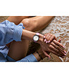 Сребрист дамски часовник с бял циферблат и розова каишка Lala-1 снимка