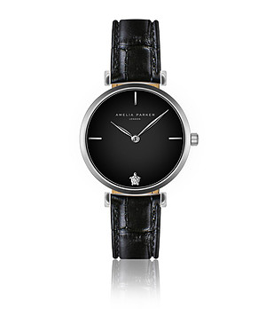Дамски часовник в черно и сребристо с каишка Harriet снимка