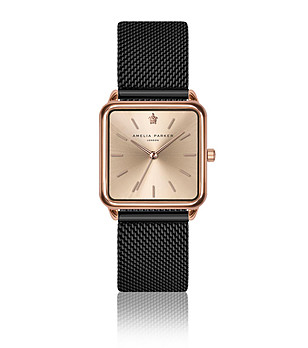 Дамски часовник в розовозлатисто с черна верижка Lusia снимка