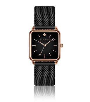 Дамски часовник в черно с розовозлатист корпус Maya снимка
