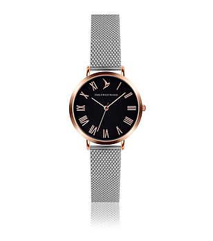 Сребрист дамски часовник Tolla с черен циферблат снимка