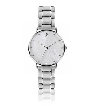 Дамски часовник в сребристо и бяло Emily снимка