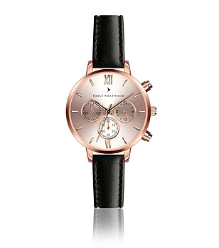 Черен дамски часовник Anabel с розовозлатист корпус снимка