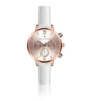 Бял дамски часовник Anabel с розовозлатист корпус снимка