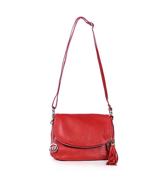 Червена дамска чанта от естествена кожа Holly снимка
