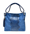 Синя кожена дамска чанта Gwendolen-0 снимка
