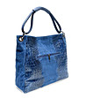 Синя кожена дамска чанта Gwendolen-1 снимка