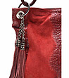 Червена дамска кожена чанта Augusta-3 снимка