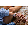 Сребрист дамски часовник с розова каишка Tassia-1 снимка