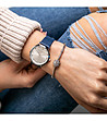 Сребрист дамски часовник със синя каишка Tassia-1 снимка
