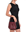 Дамска кожена чанта в цвят бордо Dita-0 снимка