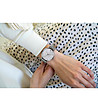 Дамски часовник в сребристо и бяло Emily-1 снимка