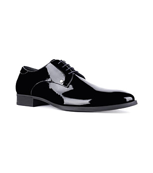 Лачени черни мъжки обувки от естествена кожа Brady снимка