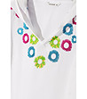 Памучна дамска блуза в бяло с контрастни бродерии Via-4 снимка