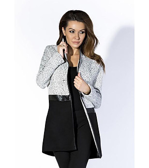 Дамско палто в бяло и черно Clevel снимка