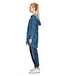 Дълго памучно дамско яке в син деним-2 снимка
