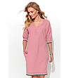 Розова рокля с памук Dolce-4 снимка