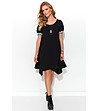 Черна рокля с асиметричен дизайн Paola-1 снимка