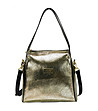 Златиста дамска чанта от естествена кожа Zina-0 снимка
