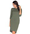 Зелена асиметрична рокля с памук Halina-2 снимка