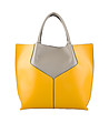 Дамска кожена чанта в сиво и жълто Brenda -2 снимка