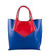 Дамска кожена чанта в синьо и червено Brett-0 снимка