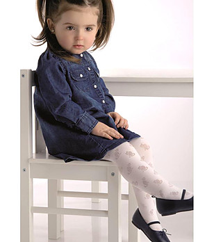 Бял детски чорапогащник с принт Kitty 40 DEN снимка
