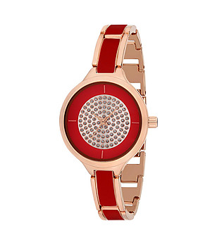 Дамски часовник в розово-златисто и червено Laurel снимка
