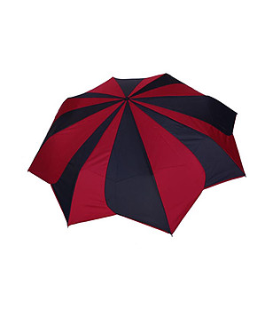 Дамски сгъваем чадър в черно и червено снимка