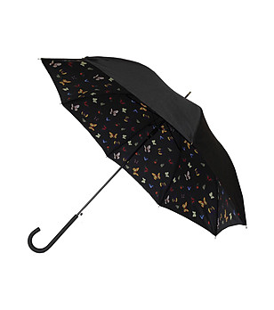 Двупластов черен чадър с пеперуди снимка