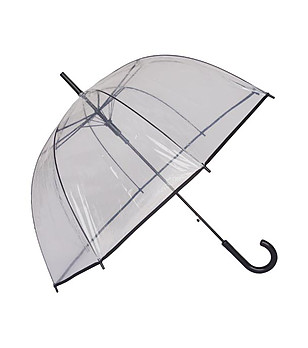 Голям прозрачен чадър с черен кант снимка