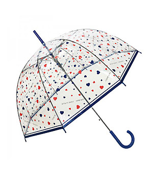Прозрачен чадър на цветни сърца снимка